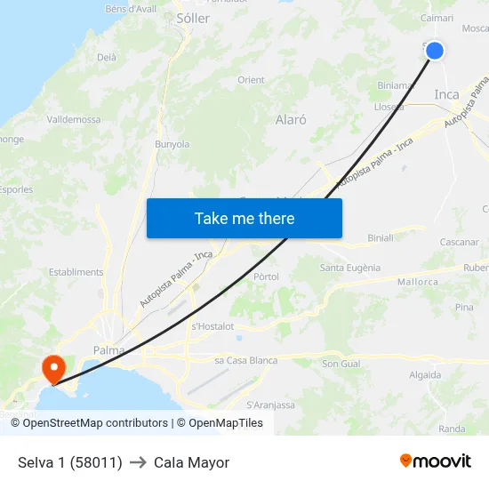 Selva 1 (58011) to Cala Mayor map