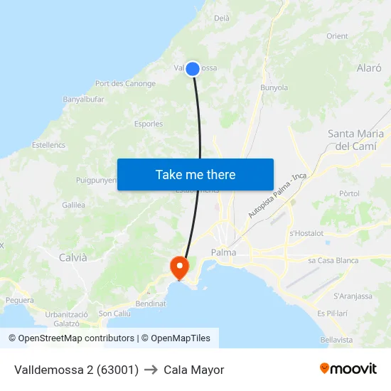 Valldemossa 2 (63001) to Cala Mayor map