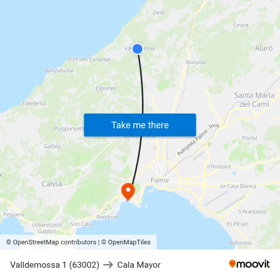 Valldemossa 1 (63002) to Cala Mayor map