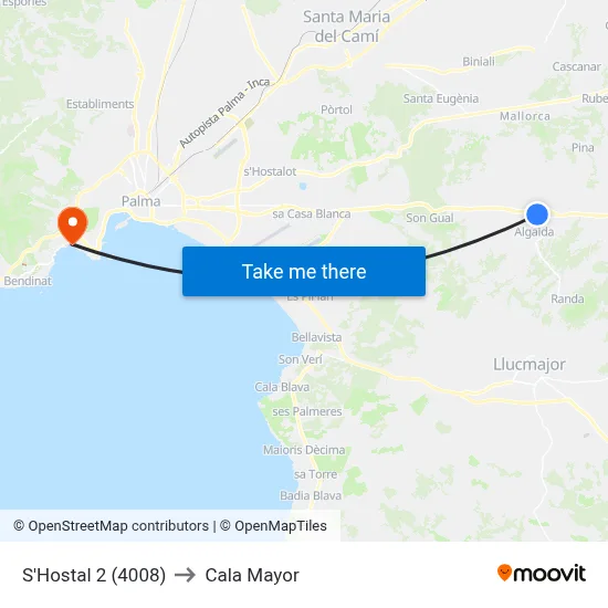 S'Hostal 2 (4008) to Cala Mayor map