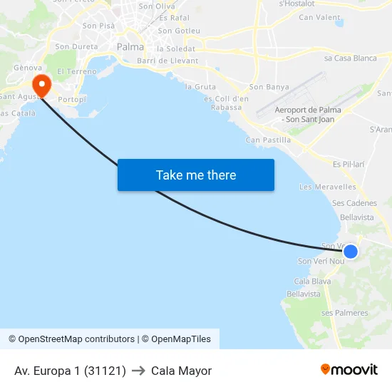 Av. Europa 1 (31121) to Cala Mayor map