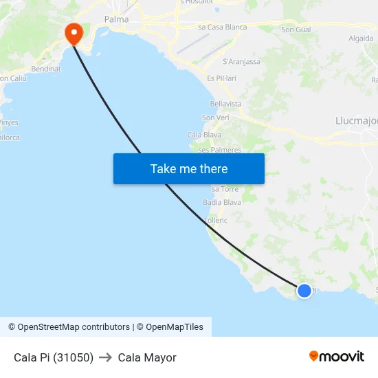 Cala Pi (31050) to Cala Mayor map