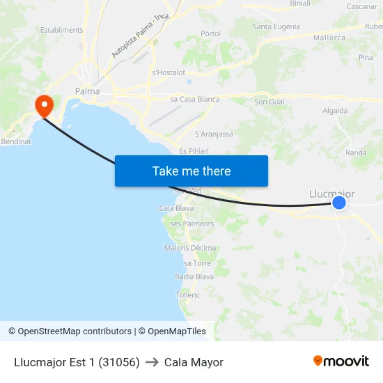 Llucmajor Est 1 (31056) to Cala Mayor map