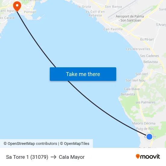 Sa Torre 1 (31079) to Cala Mayor map