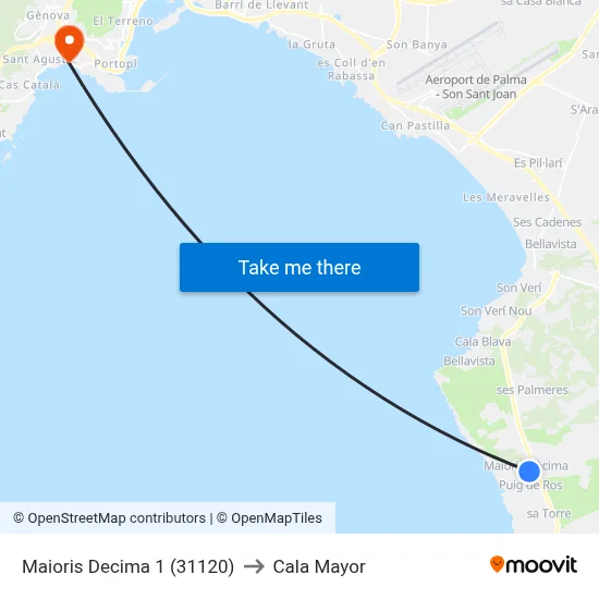 Maioris Decima 1 (31120) to Cala Mayor map