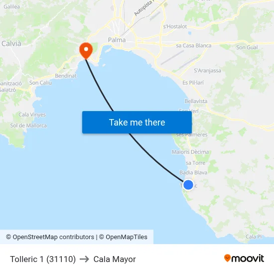 Tolleric 1 (31110) to Cala Mayor map