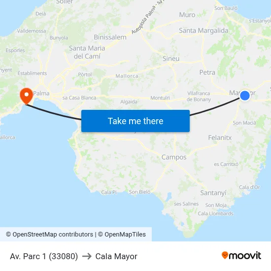 Av. Parc 1 (33080) to Cala Mayor map