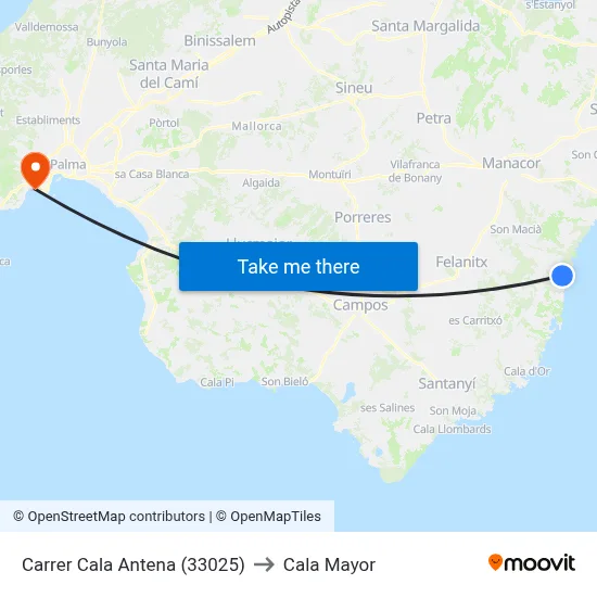 Carrer Cala Antena (33025) to Cala Mayor map