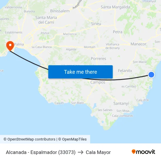 Alcanada - Espalmador (33073) to Cala Mayor map