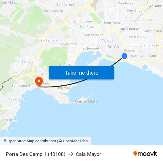 Porta Des Camp 1 (40108) to Cala Mayor map