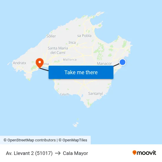 Av. Llevant 2 (51017) to Cala Mayor map