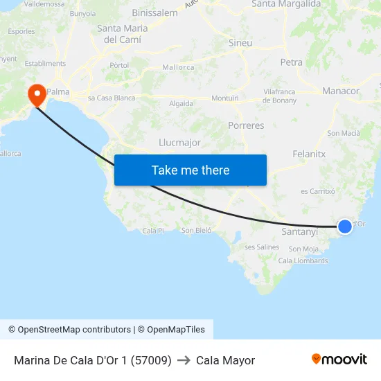Marina De Cala D'Or 1 (57009) to Cala Mayor map