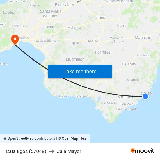 Cala Egos (57048) to Cala Mayor map
