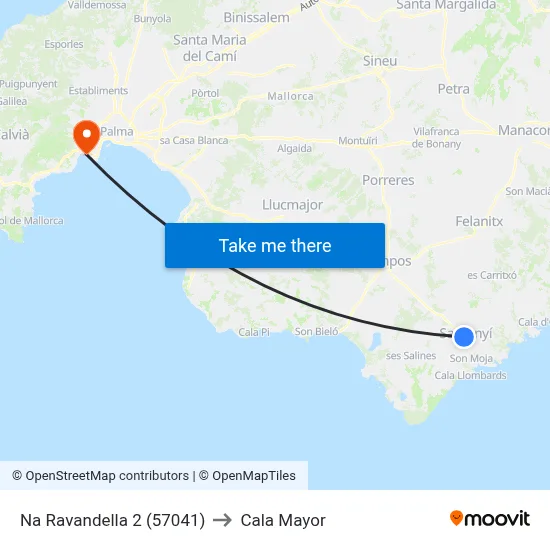 Na Ravandella 2 (57041) to Cala Mayor map