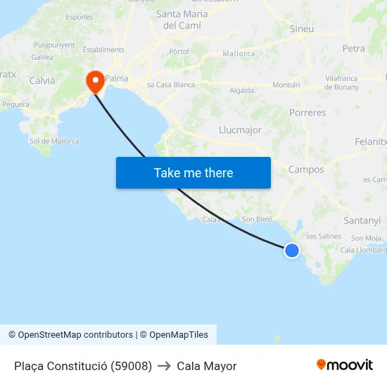 Plaça Constitució (59008) to Cala Mayor map