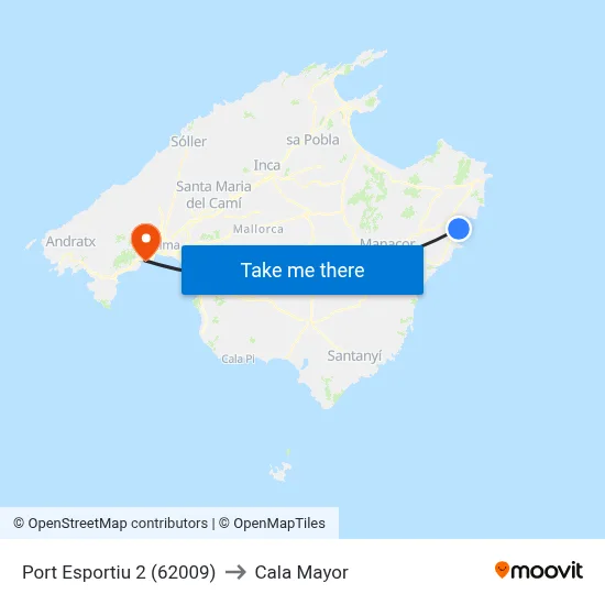 Port Esportiu 2 (62009) to Cala Mayor map