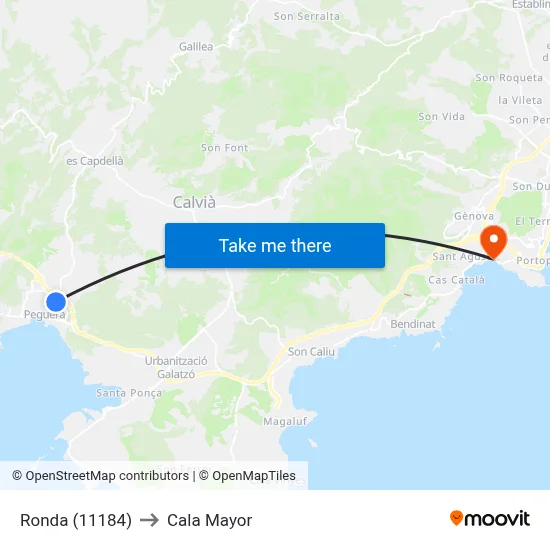 Ronda (11184) to Cala Mayor map