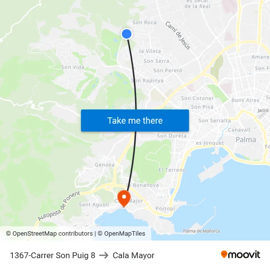 1367-Carrer Son Puig  8 to Cala Mayor map