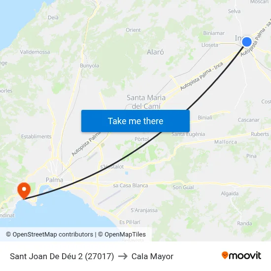 Sant Joan De Déu 2 (27017) to Cala Mayor map