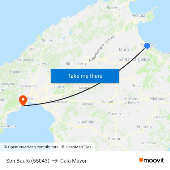 Son Bauló (55043) to Cala Mayor map