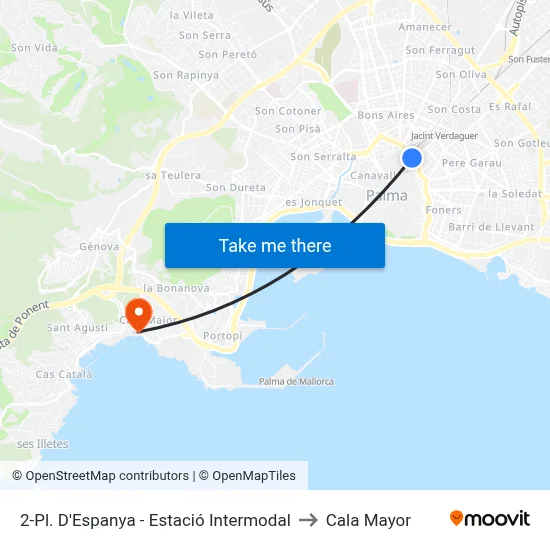 2-Pl. D'Espanya - Estació Intermodal to Cala Mayor map