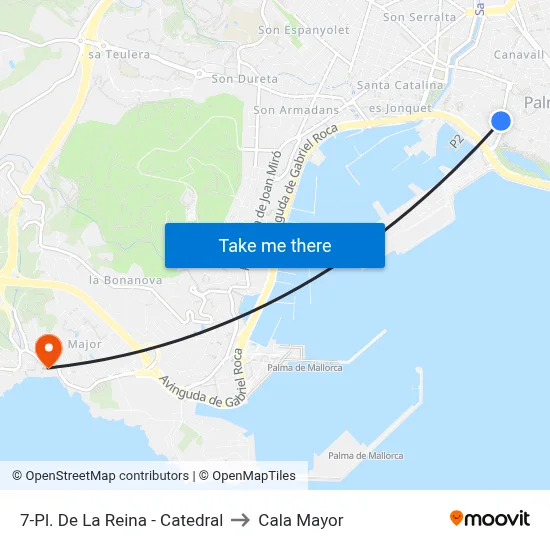 7-Pl. De La Reina - Catedral to Cala Mayor map
