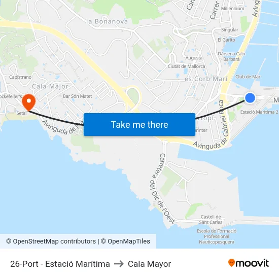 26-Port - Estació Marítima to Cala Mayor map