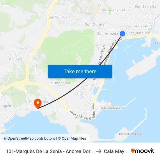 101-Marquès De La Senia - Andrea Doria to Cala Mayor map
