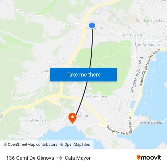 136-Camí De Gènova to Cala Mayor map