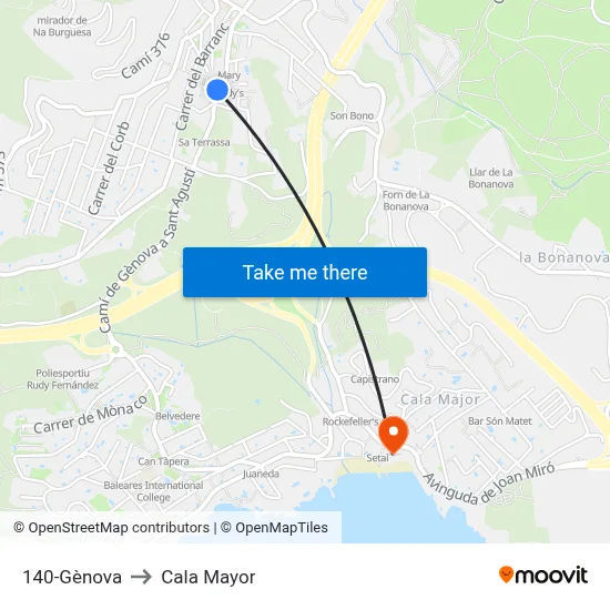 140-Gènova to Cala Mayor map