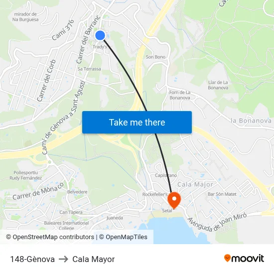 148-Gènova to Cala Mayor map