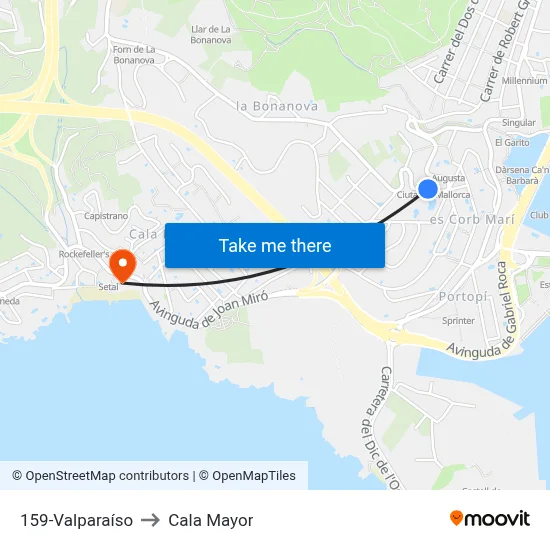 159-Valparaíso to Cala Mayor map