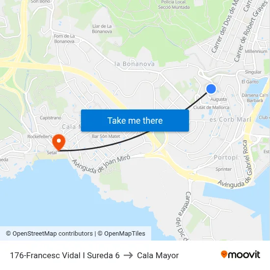 176-Francesc Vidal I Sureda  6 to Cala Mayor map