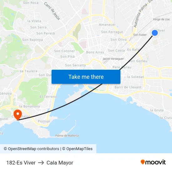 182-Es Viver to Cala Mayor map