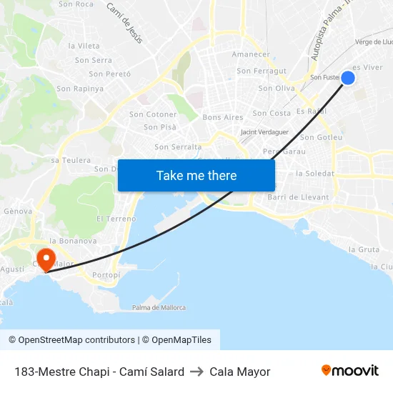 183-Mestre Chapi - Camí Salard to Cala Mayor map