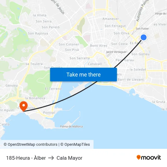 185-Heura - Àlber to Cala Mayor map