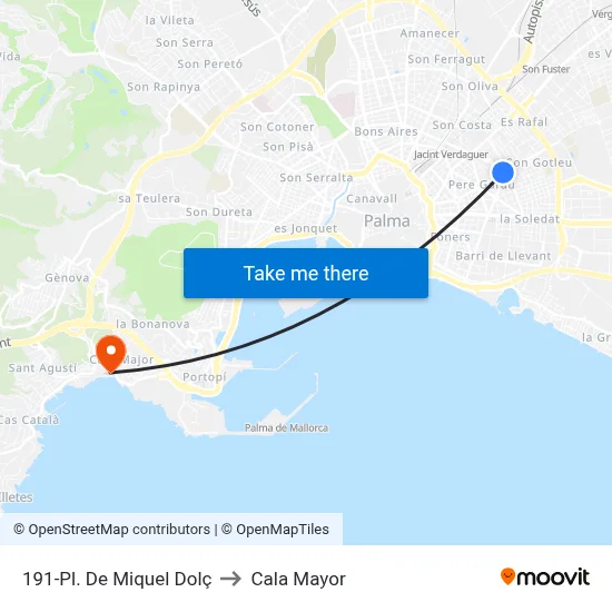 191-Pl. De Miquel Dolç to Cala Mayor map