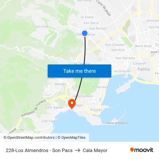 228-Los Almendros - Son Pacs to Cala Mayor map