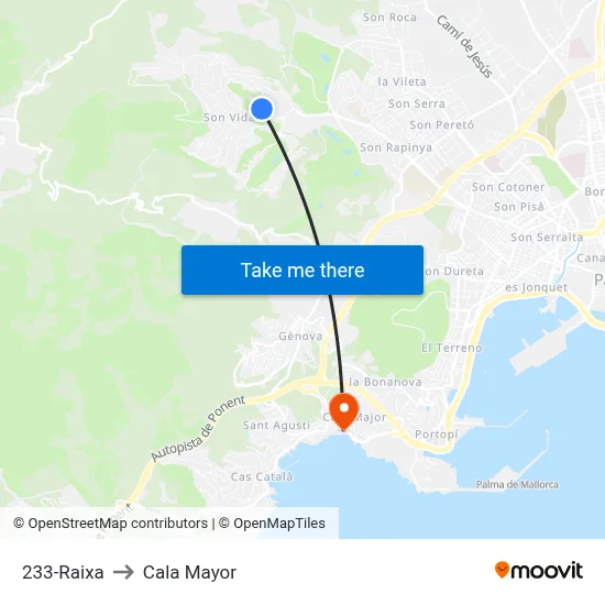 233-Raixa to Cala Mayor map