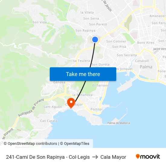 241-Camí De Son Rapinya - Col·Legis to Cala Mayor map