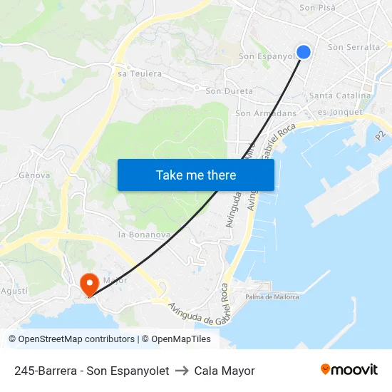 245-Barrera - Son Espanyolet to Cala Mayor map