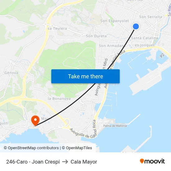 246-Caro - Joan Crespí to Cala Mayor map