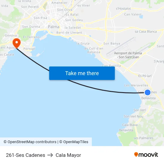 261-Ses Cadenes to Cala Mayor map