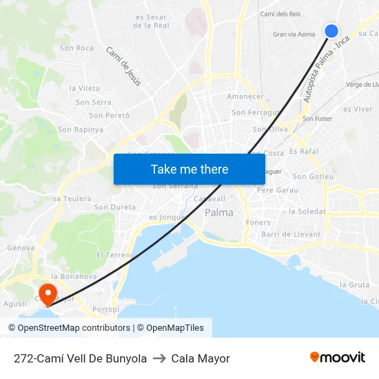 272-Camí Vell De Bunyola to Cala Mayor map