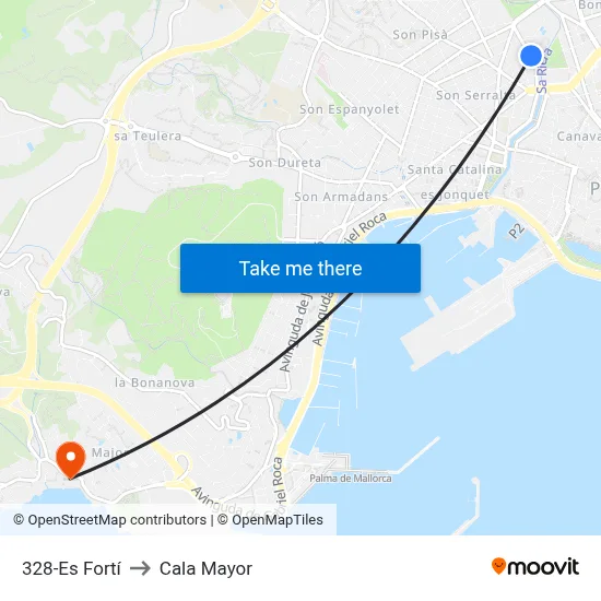 328-Es Fortí to Cala Mayor map