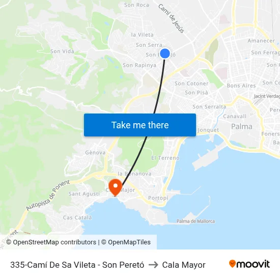 335-Camí De Sa Vileta - Son Peretó to Cala Mayor map