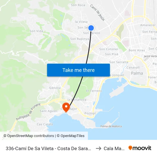 336-Camí De Sa Vileta - Costa De Saragossa to Cala Mayor map