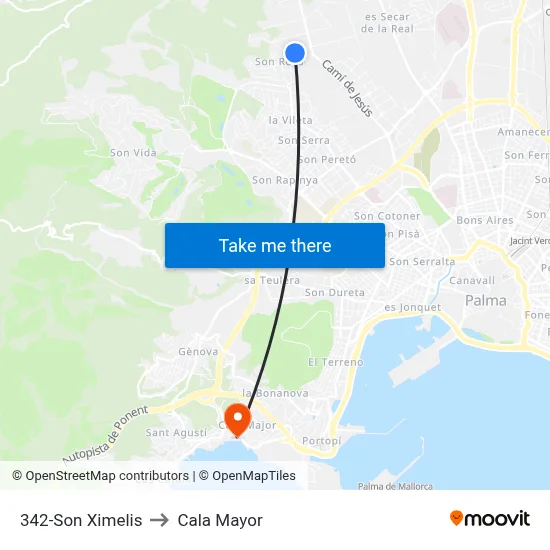342-Son Ximelis to Cala Mayor map