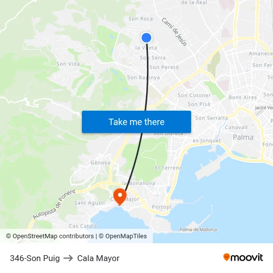 346-Son Puig to Cala Mayor map