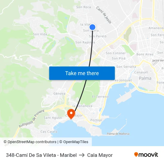 348-Camí De Sa Vileta - Maribel to Cala Mayor map